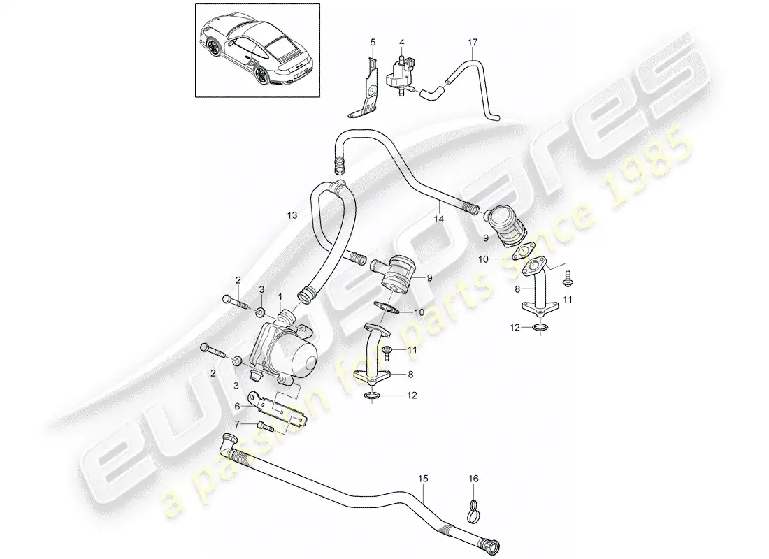 porsche 2011 (997-2 turbo / gt2 rs) air injection parts diagram