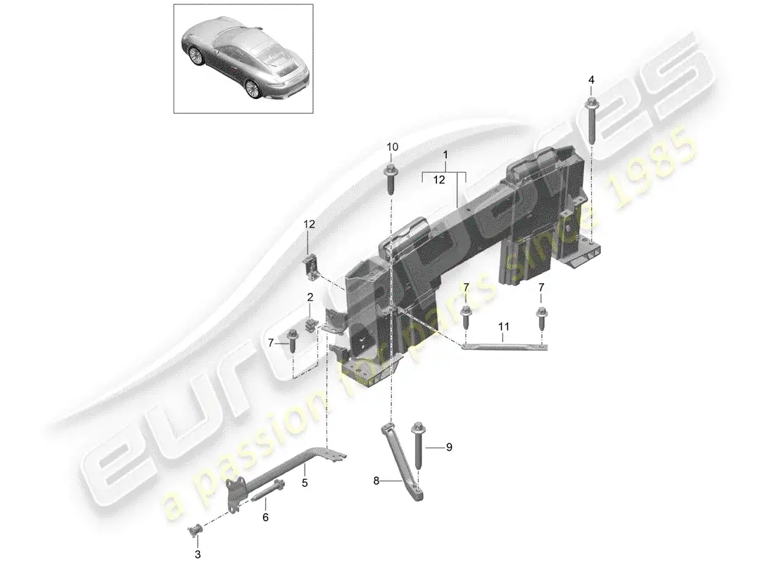 porsche 2017 (991-2) roll bar parts diagram