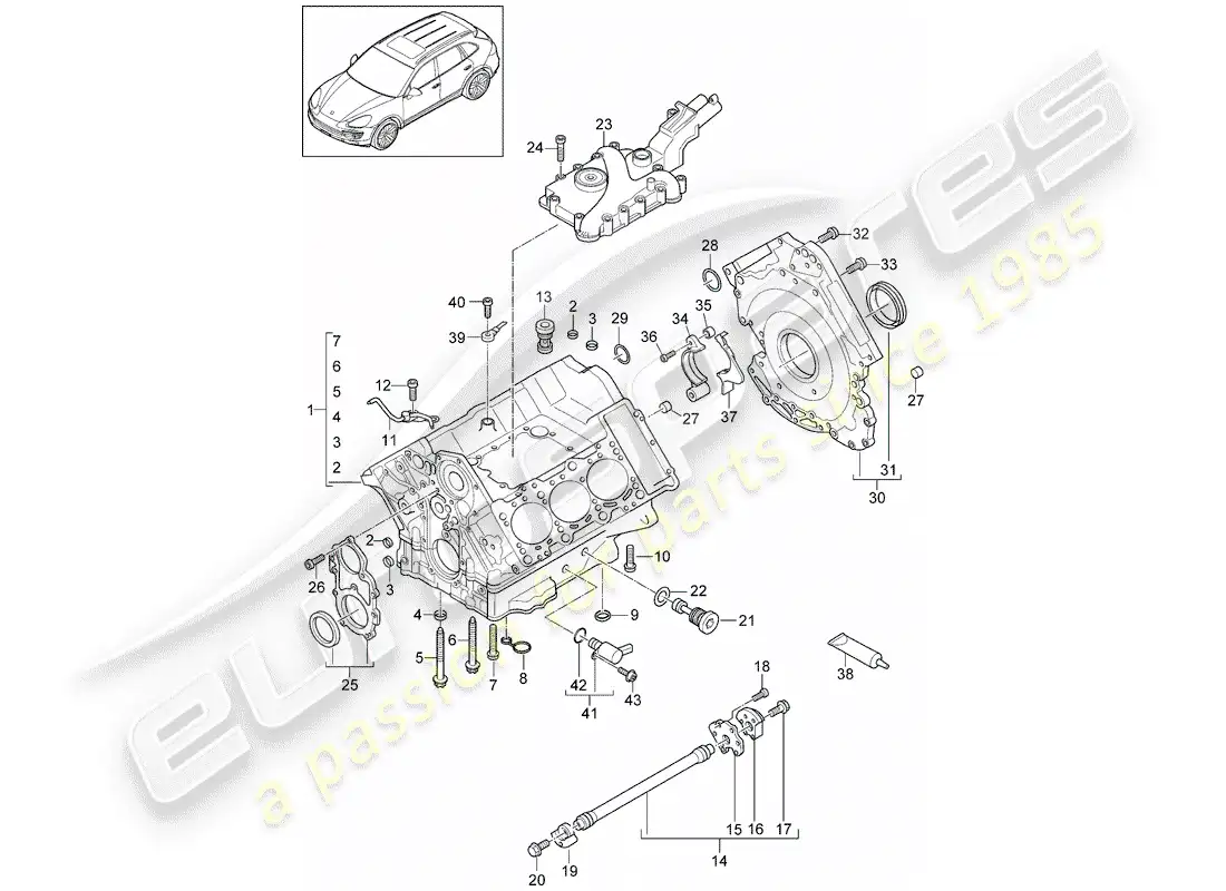 porsche 2012 (cayenne e2 92a) crankcase parts diagram