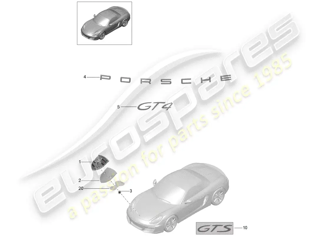 porsche 2016 (981 cayman gt4) nameplates part diagram