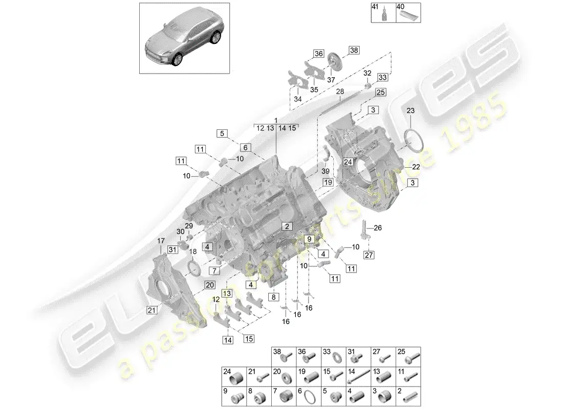 porsche 2020 (macan) crankcase parts diagram