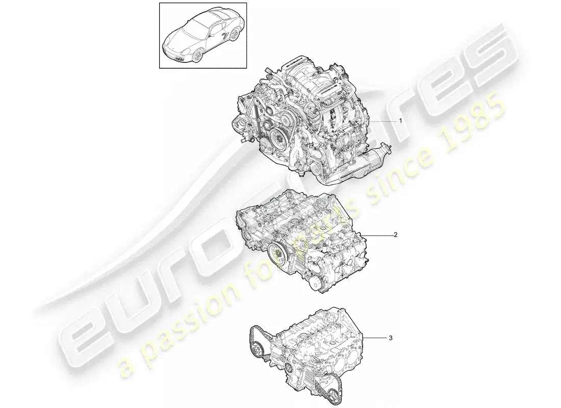 porsche 2011 (987 cayman) replacement engine parts diagram
