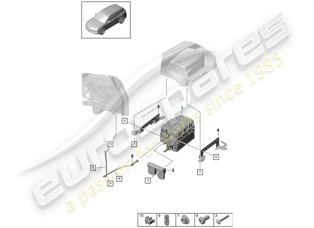 porsche 2020 (cayenne e3 9ya/9yb) power and control electronics- part diagram