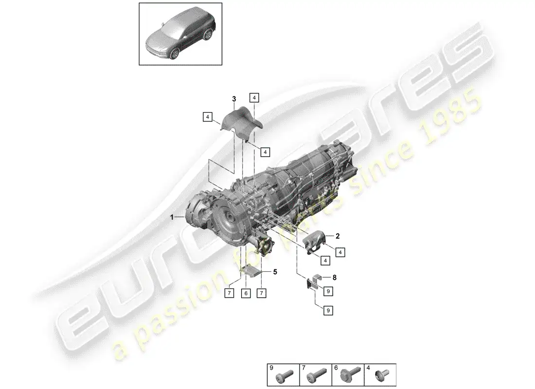 porsche 2020 (cayenne e3 9ya/9yb) electric motor part diagram