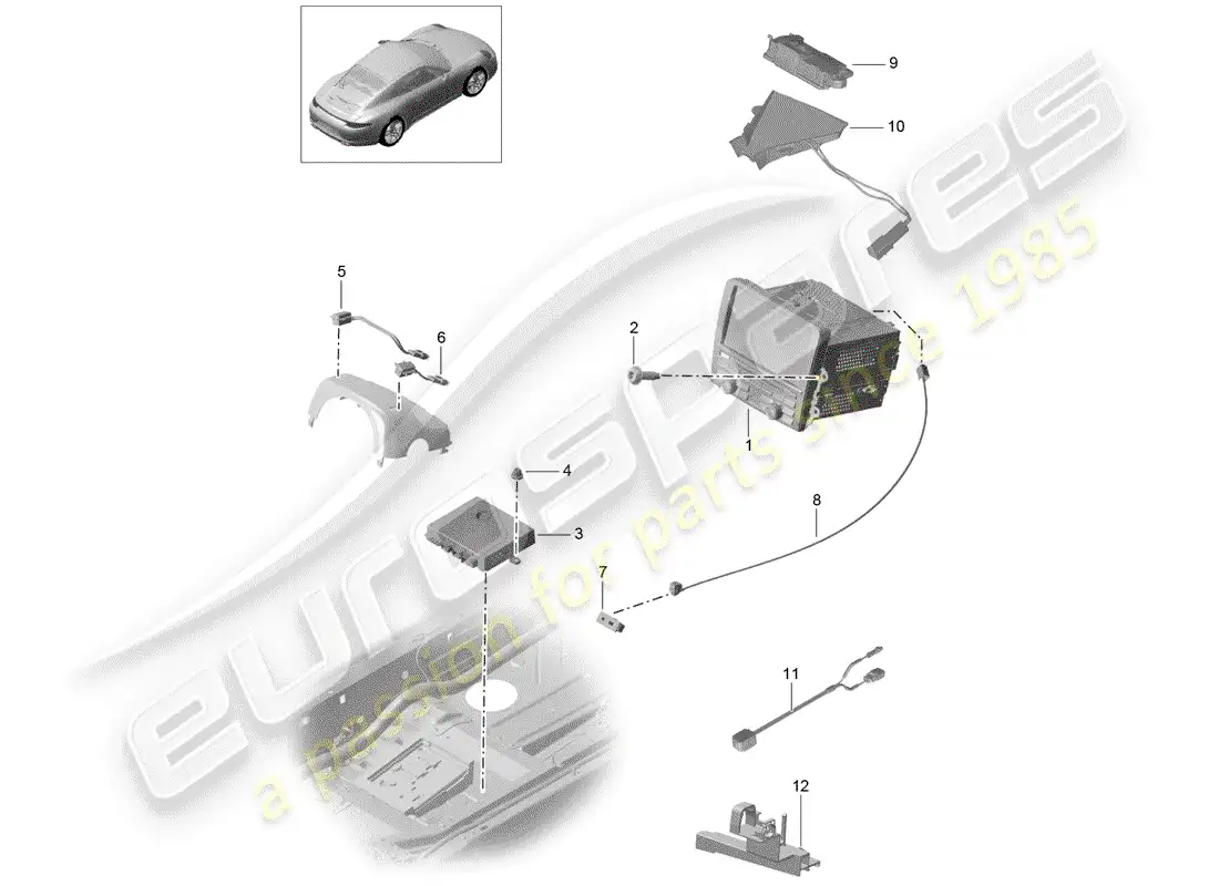porsche 2015 (991-1) operating unit parts diagram