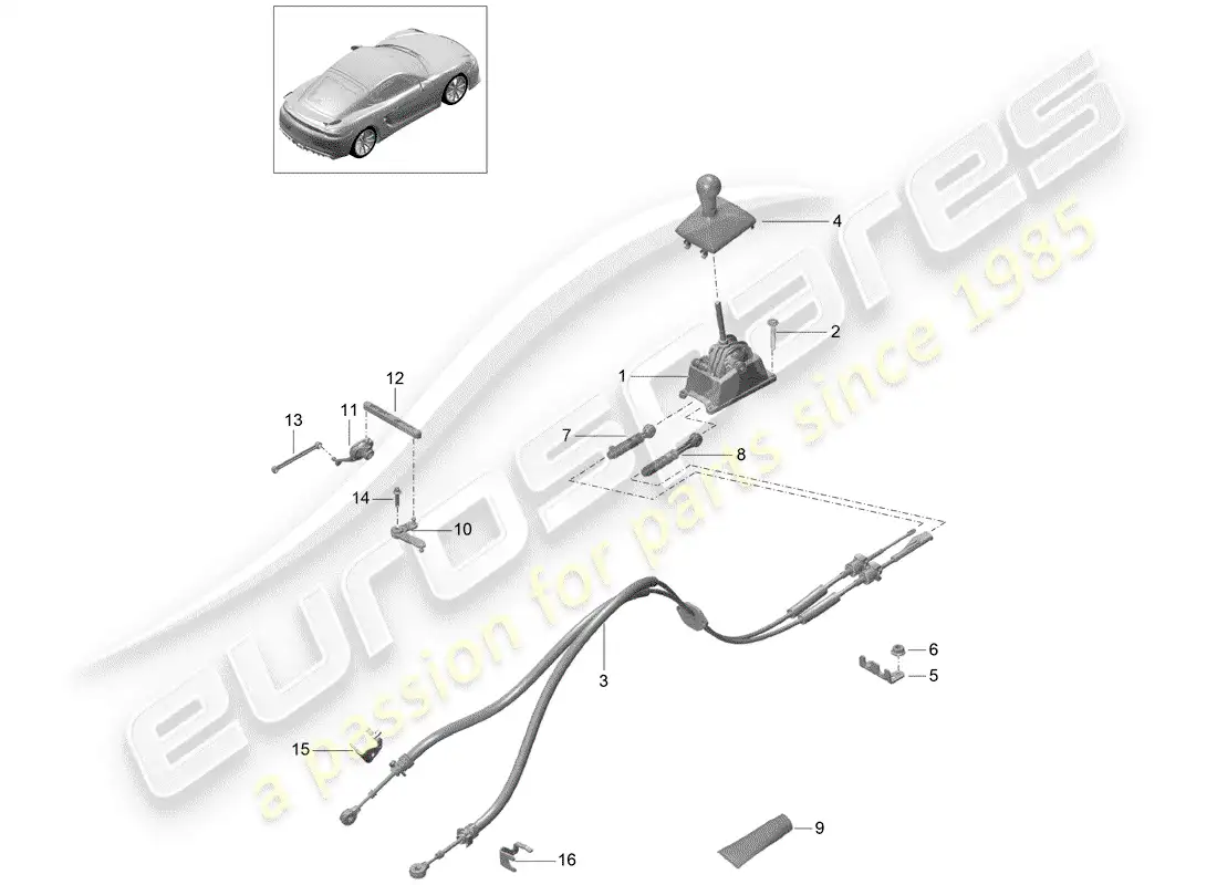 porsche 2016 (981 cayman gt4) transmission control parts diagram