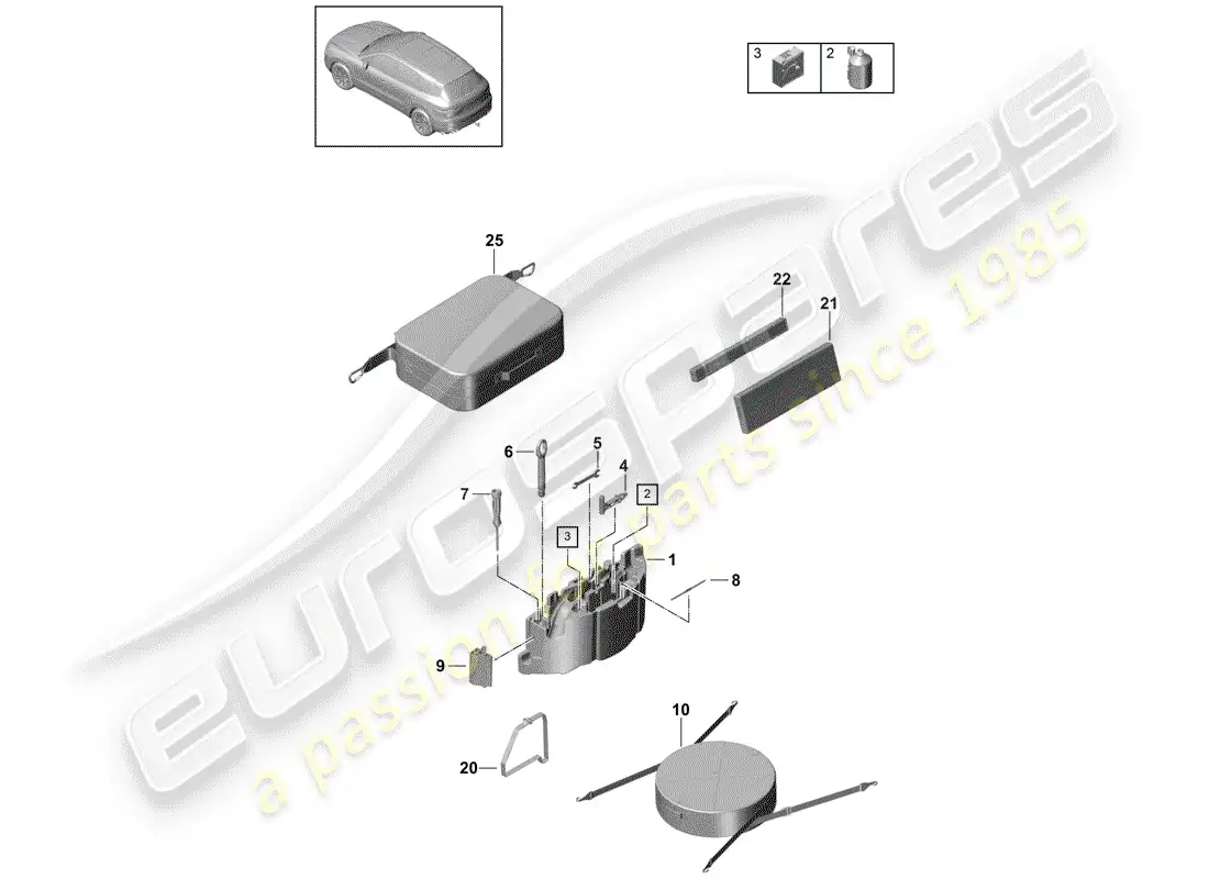 porsche 2019 (cayenne e3 9ya/9yb) tool parts diagram