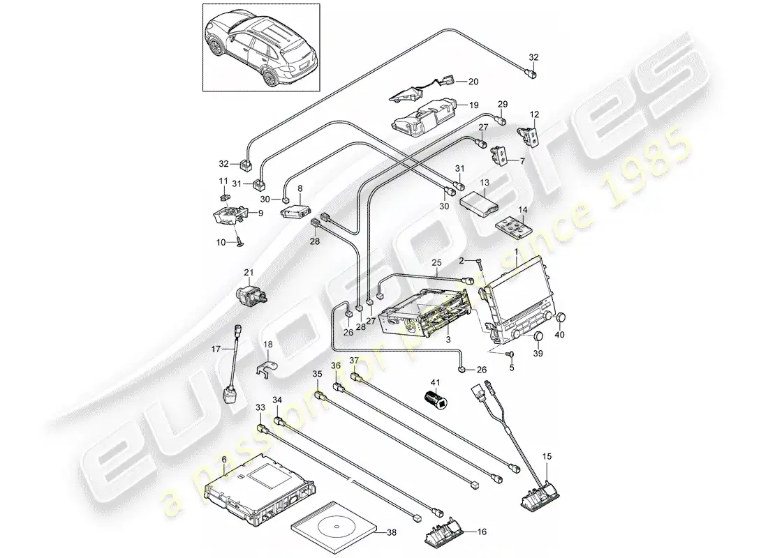 porsche 2011 (cayenne e2 92a) operating unit parts diagram