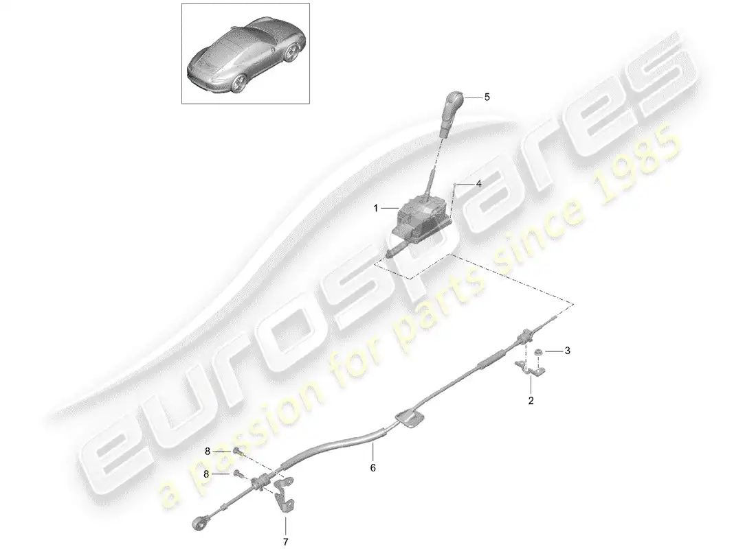 porsche 2016 (991-1) selector lever parts diagram