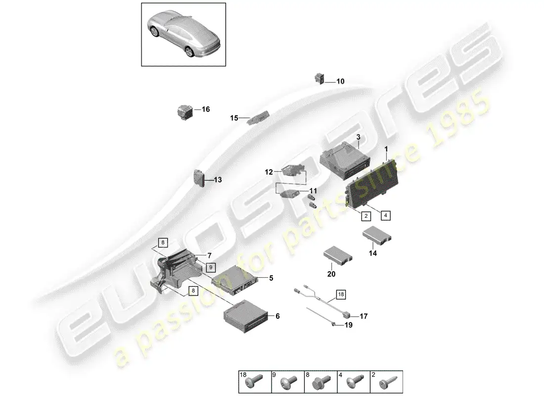 porsche 2017 (panamera 971-1) display parts diagram