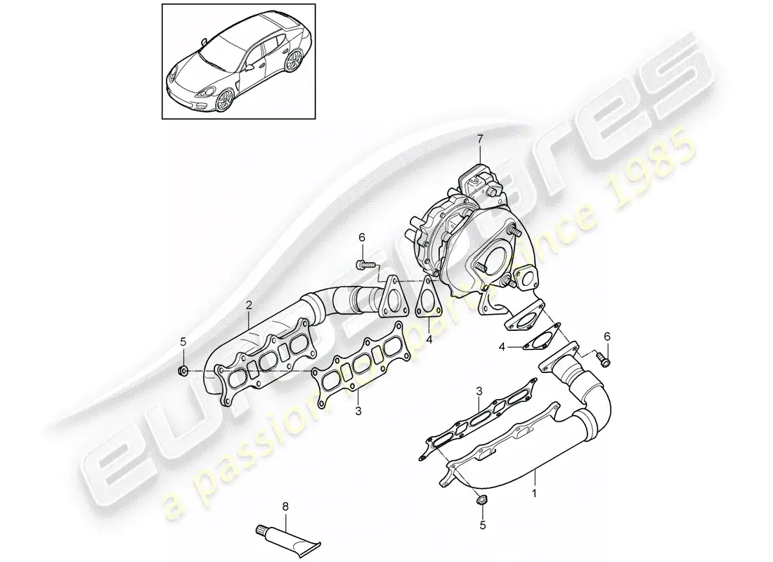 porsche 2012 (panamera 970) exhaust system parts diagram