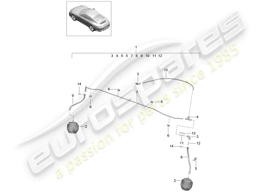 porsche 2018 (991-2) exhaust system parts diagram