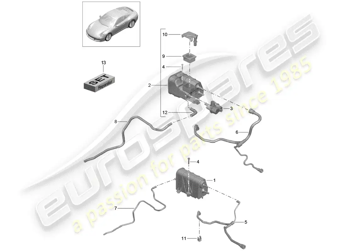 porsche 2019 (991-2) evaporative emission canister parts diagram