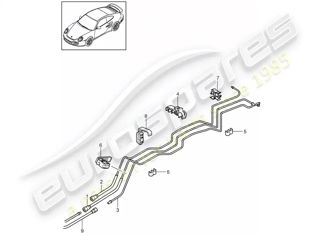 porsche 2012 (997-2 turbo / gt2 rs) fuel system parts diagram
