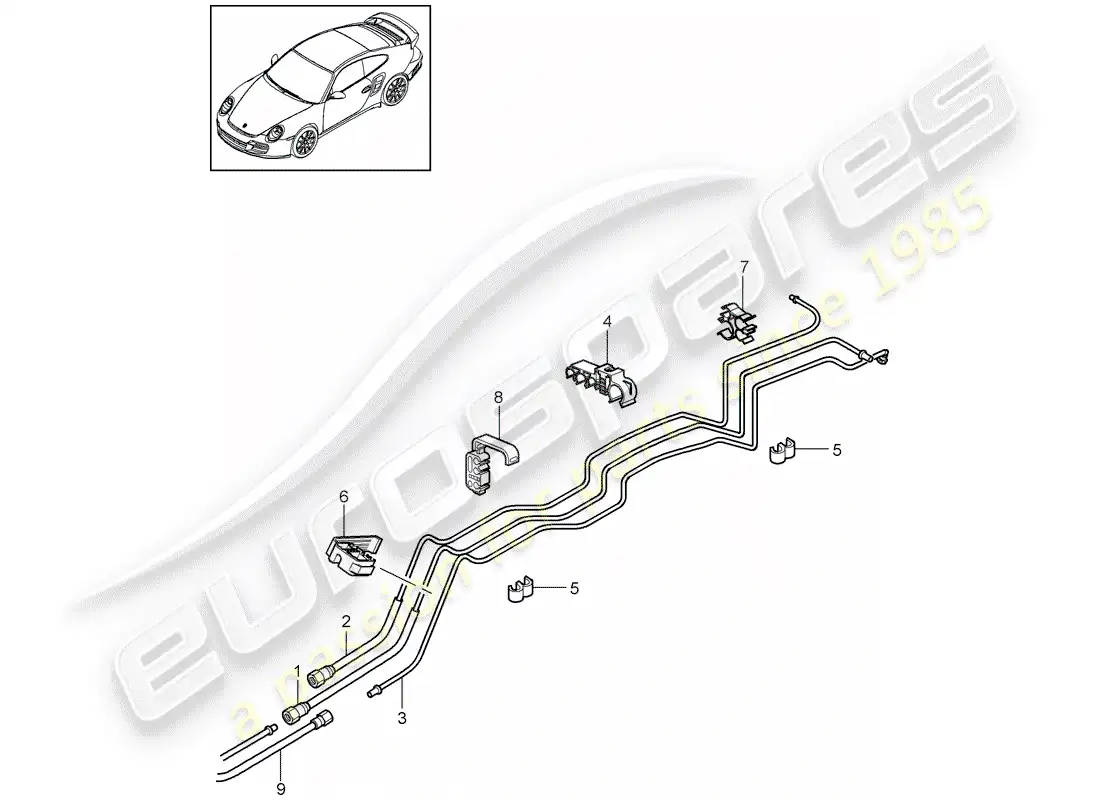 porsche 2012 (997-2 turbo / gt2 rs) fuel system parts diagram