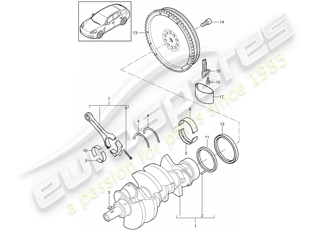 porsche 2013 (panamera 970) crankshaft parts diagram