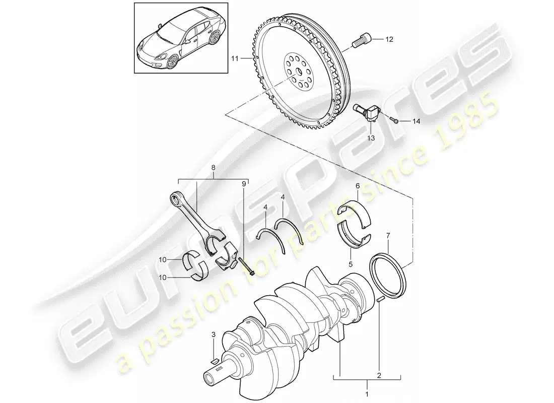 porsche 2013 (panamera 970) crankshaft parts diagram