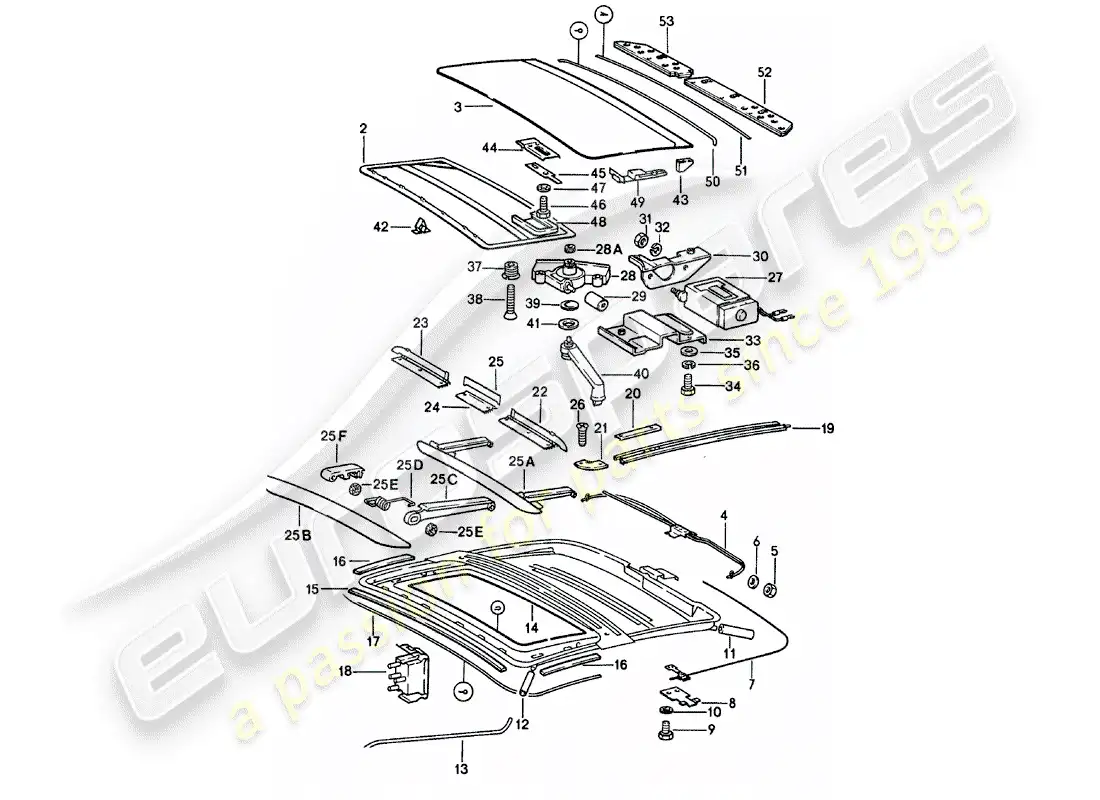porsche 1980 (911) sunroof parts diagram