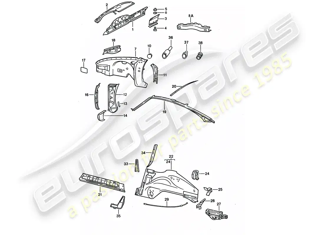 porsche 1988 (911) inner panel parts diagram