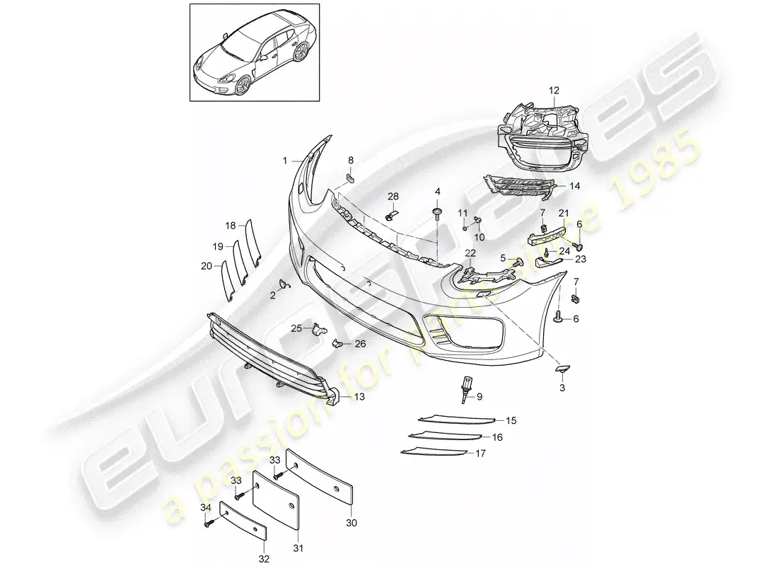 porsche 2013 (panamera 970) bumper parts diagram
