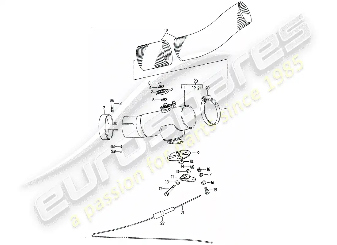 porsche 1961 (356b/356c) heating air supply - d - mj 1964>> parts diagram