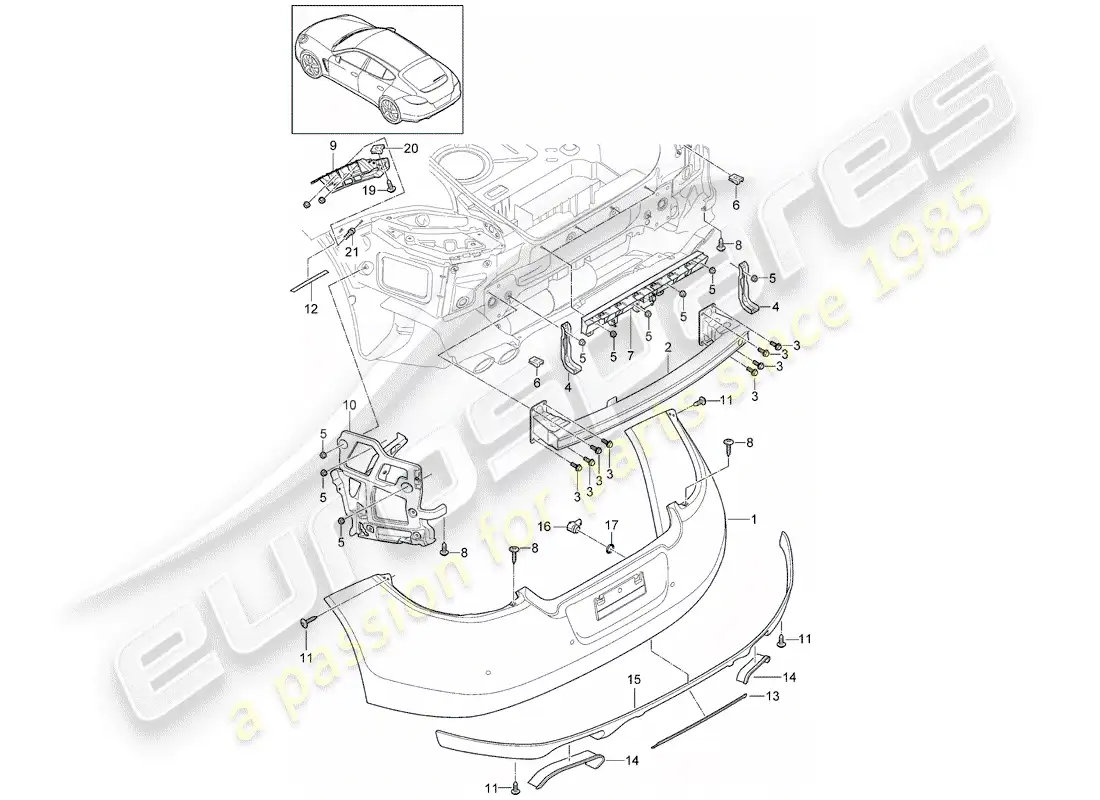 porsche 2014 (panamera 970) bumper parts diagram