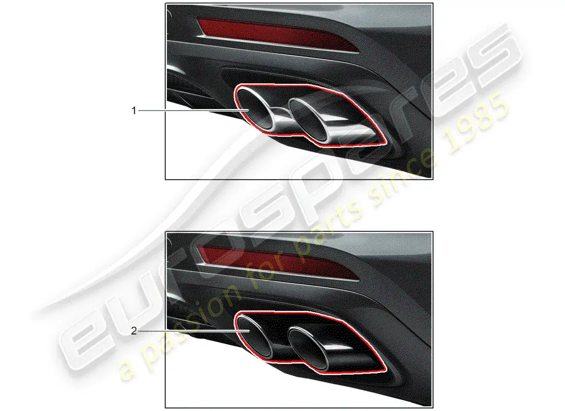 porsche 2018 (tequipment panamera) tailpipe parts diagram