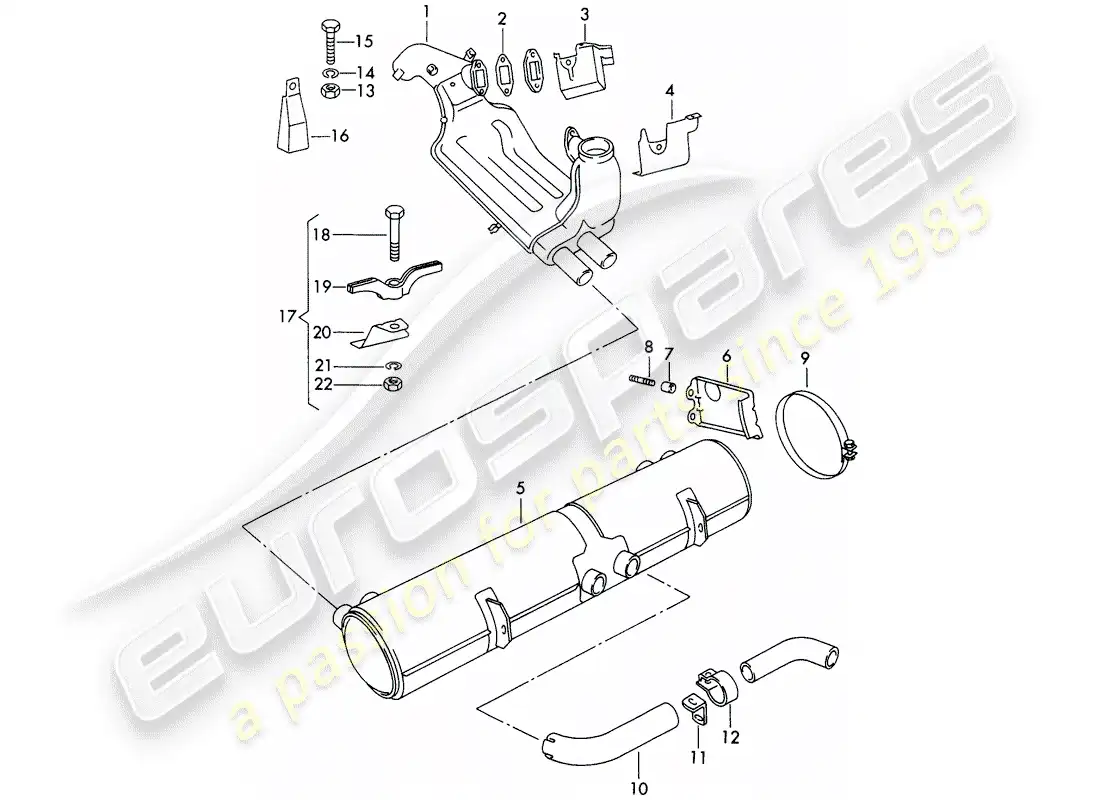 porsche 1963 (356b/356c) exhaust system - heater - new design parts diagram
