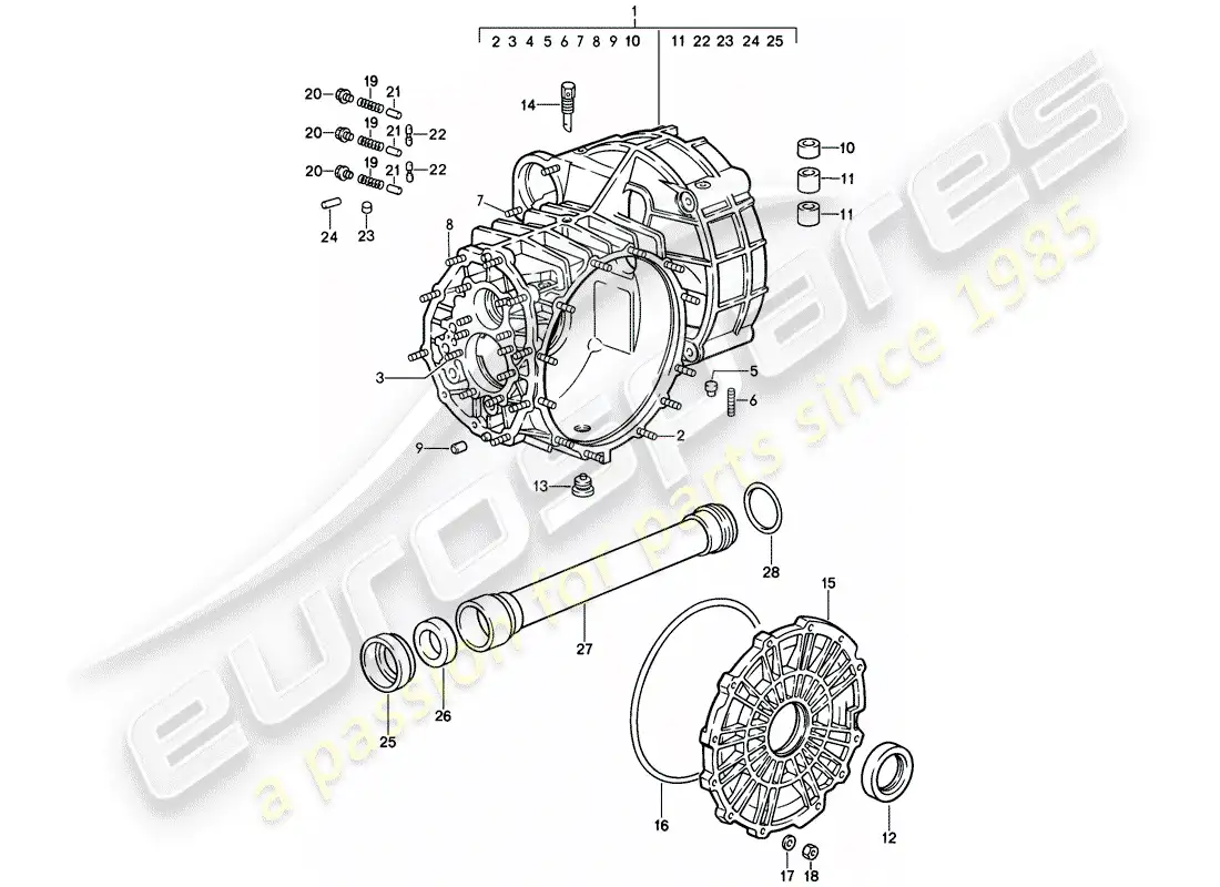 porsche 1987 (911) replacement transmission - transmission case parts diagram