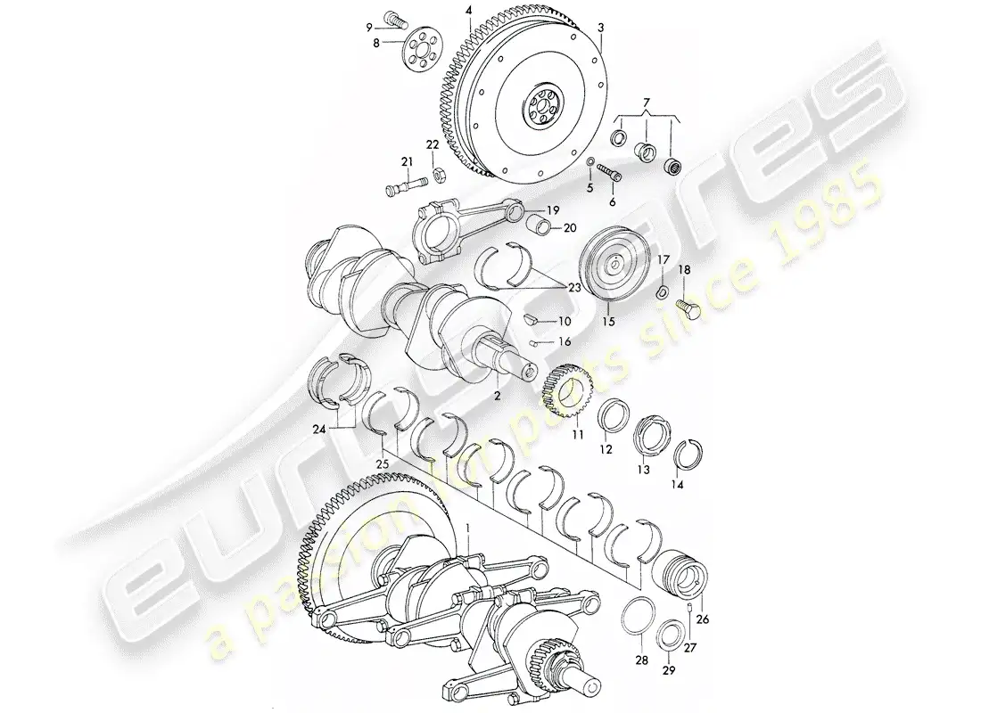 porsche 1971 (911) crankshaft - and - connecting rods parts diagram