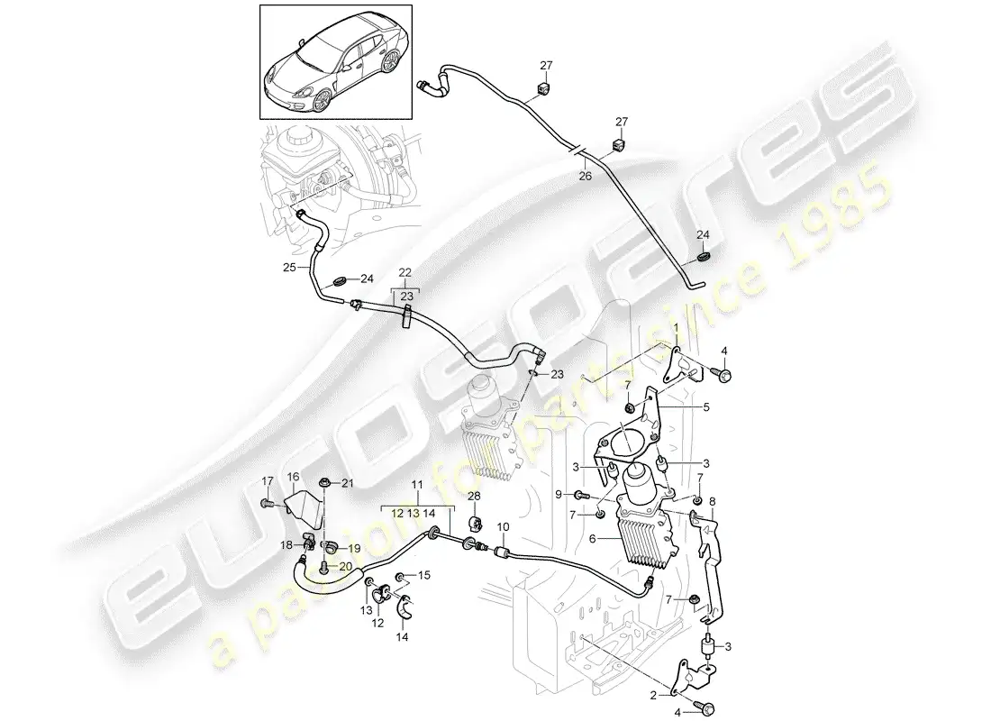 porsche 2014 (panamera 970) control mechanism parts diagram