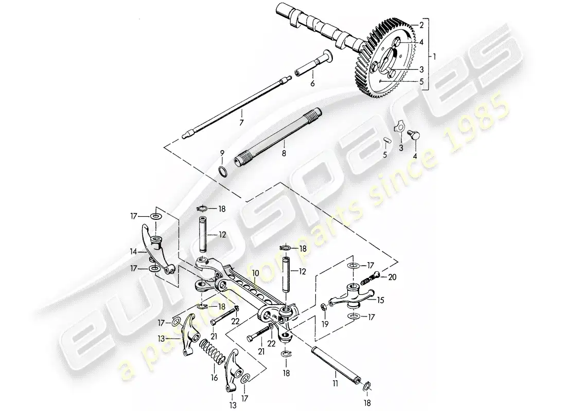 porsche 1957 (356/356a) camshaft - m 22 001 >> - m 50 101 >> - m 33 901 >> - m 41 001 >> - m 60 001 >> - m 80 001 >> parts diagram
