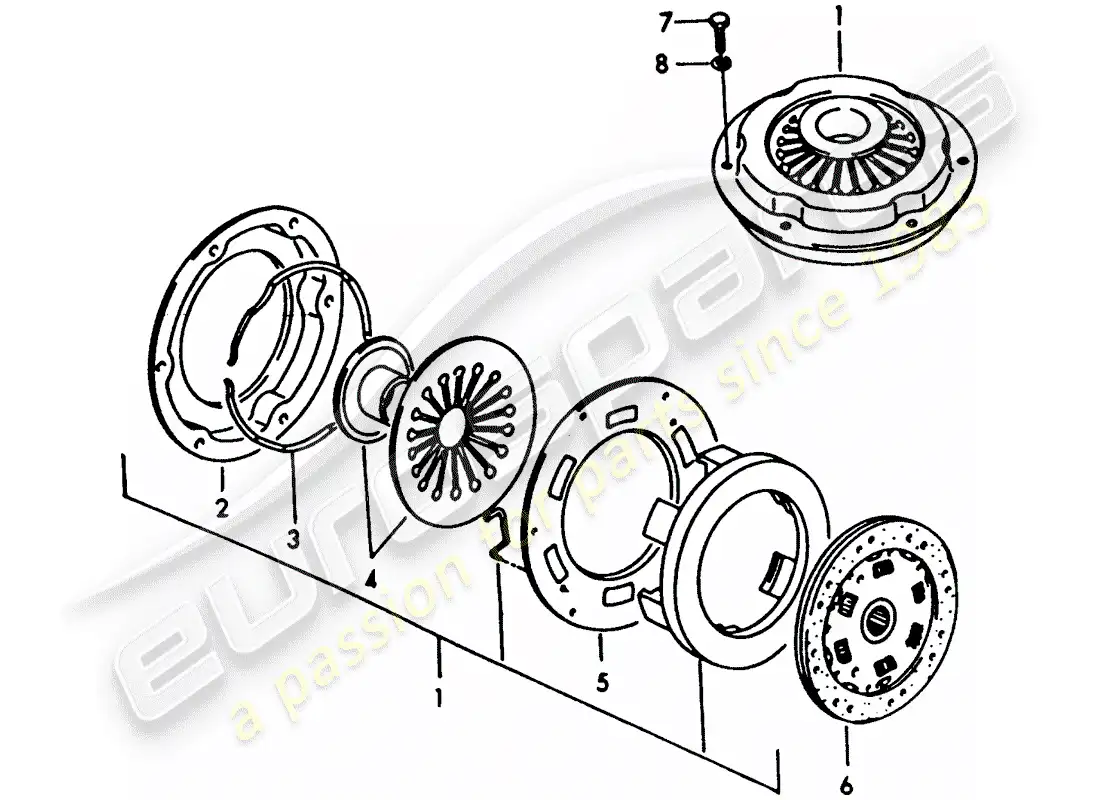 porsche 1954 (356/356a) clutch - g 25 001 >> parts diagram