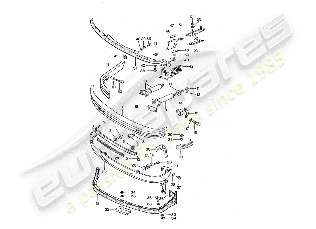 porsche 1975 (911 turbo) bumper parts diagram