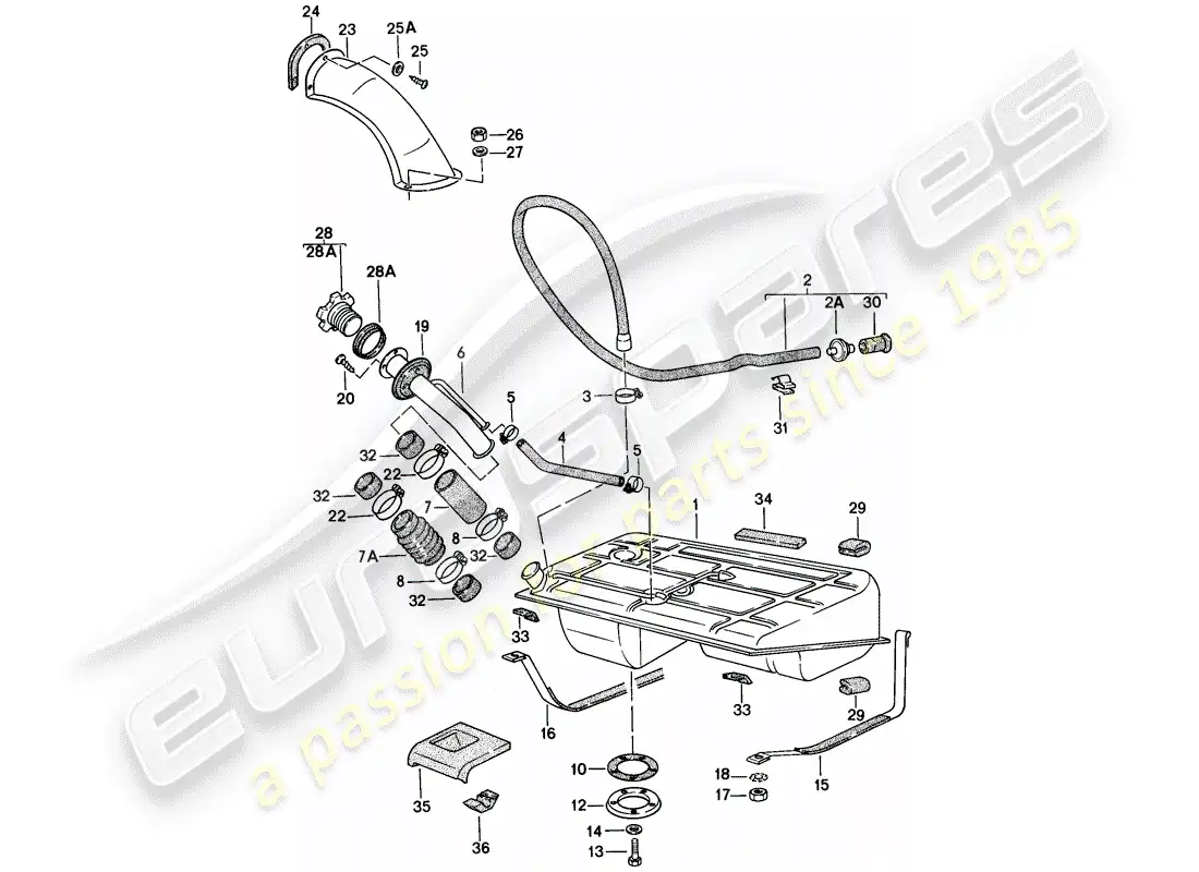 porsche 1977 (924) fuel tank parts diagram