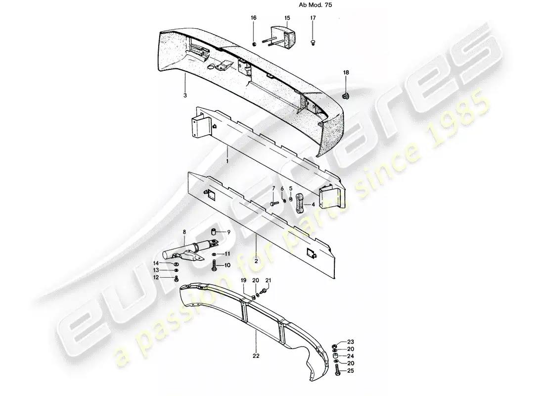 porsche 1972 (914) bumper - d - mj 1975>> parts diagram