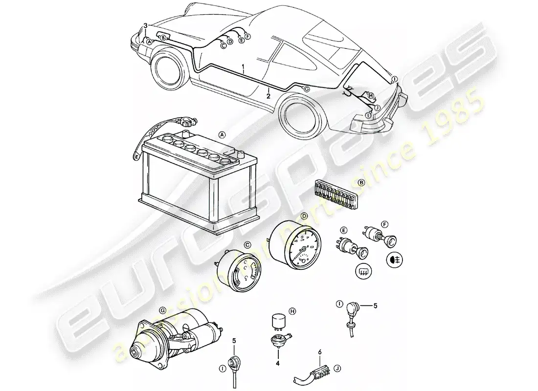 porsche 1980 (911) wiring harnesses parts diagram