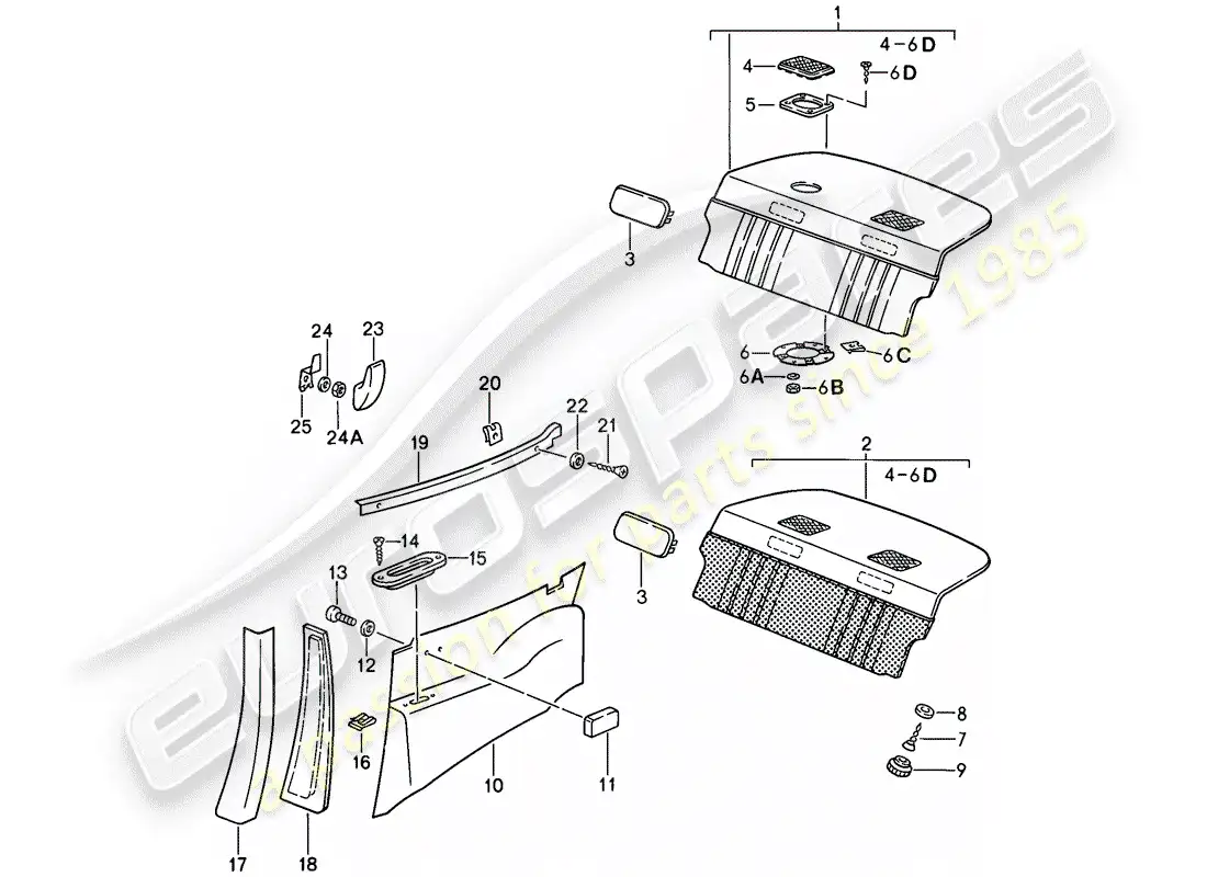 porsche 1987 (911) interior equipment parts diagram
