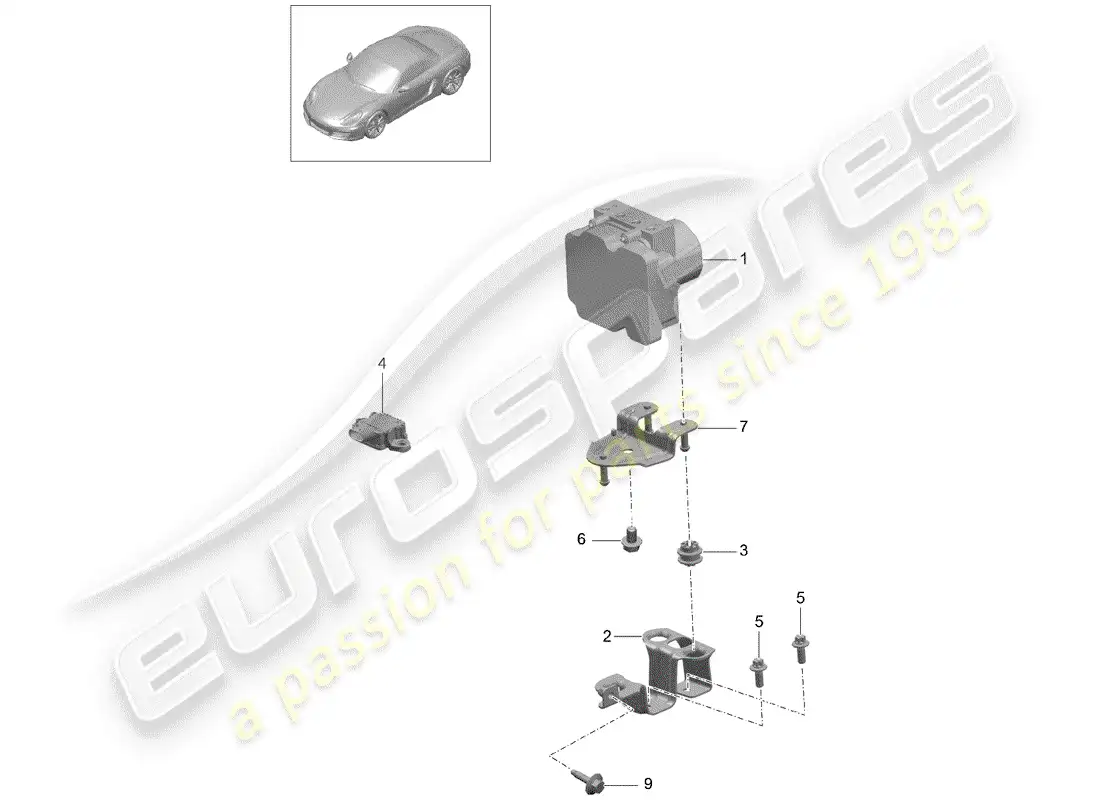 porsche 2014 (981 boxster) hydraulic unit parts diagram