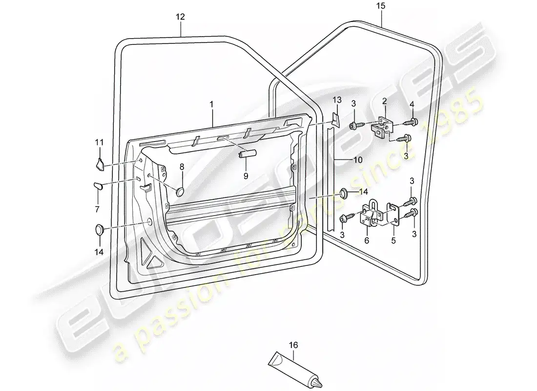 porsche 2006 (cayenne e1 9pa) door shell parts diagram