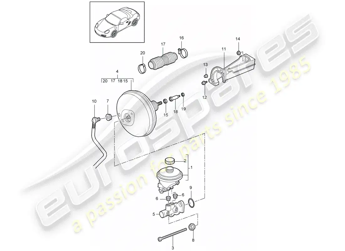 porsche 2012 (987 boxster) brake master cylinder parts diagram