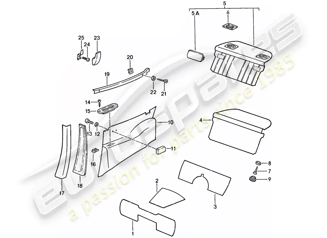 porsche 1985 (911) interior equipment parts diagram