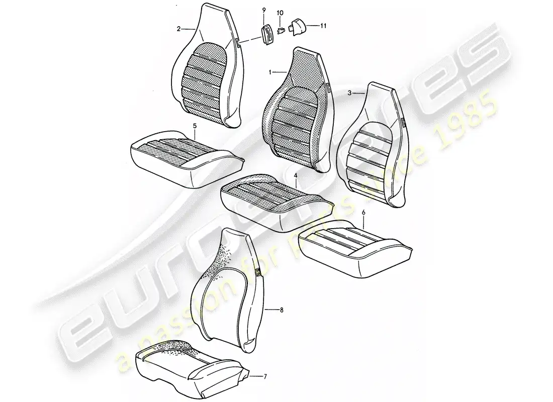 porsche 1994 (968) cloth parts diagram
