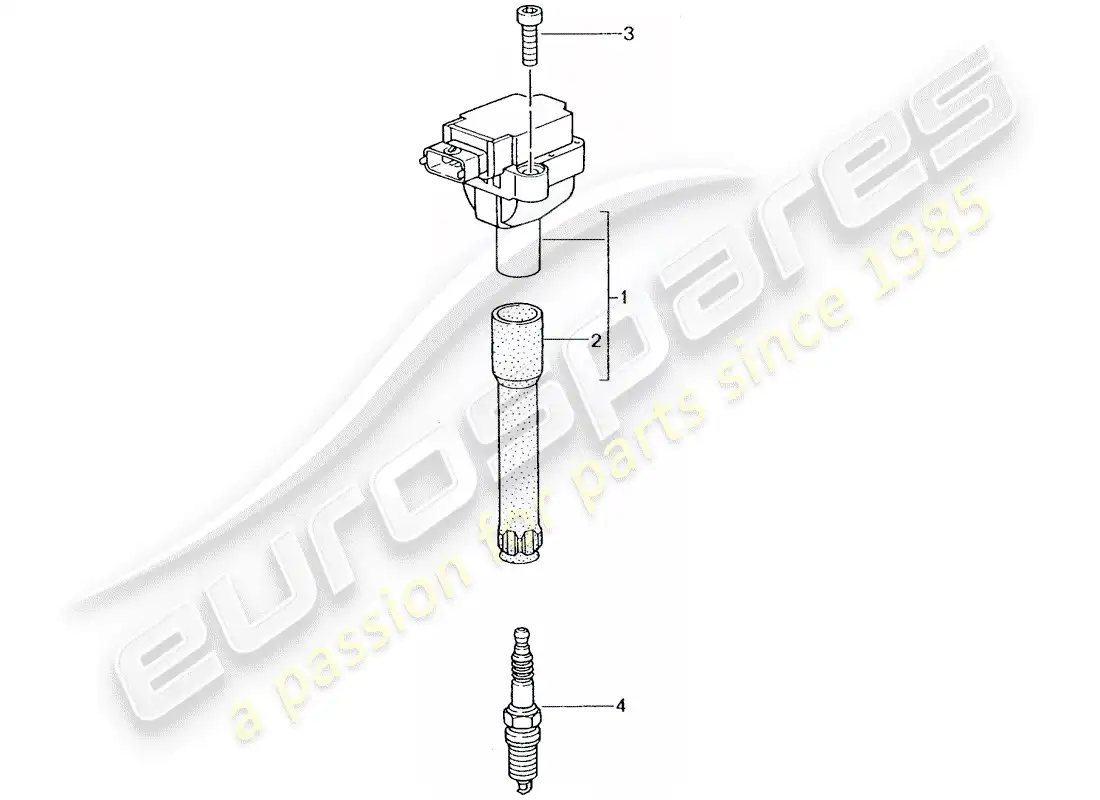 porsche 2001 (996 turbo / gt2) ignition system parts diagram