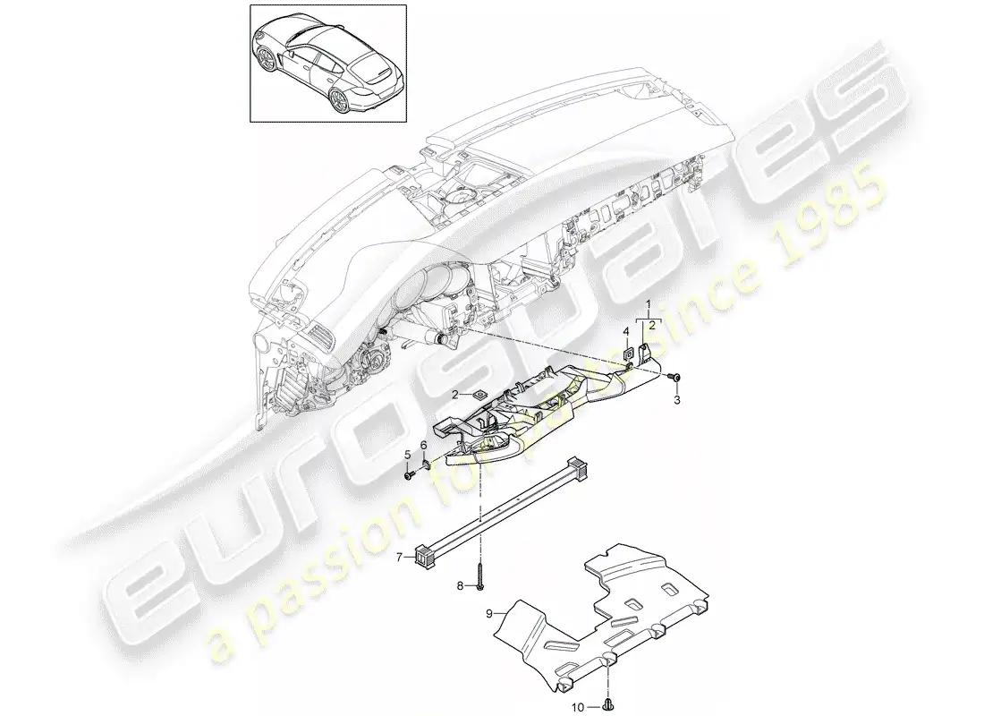 porsche 2016 (panamera 970) dash panel trim parts diagram
