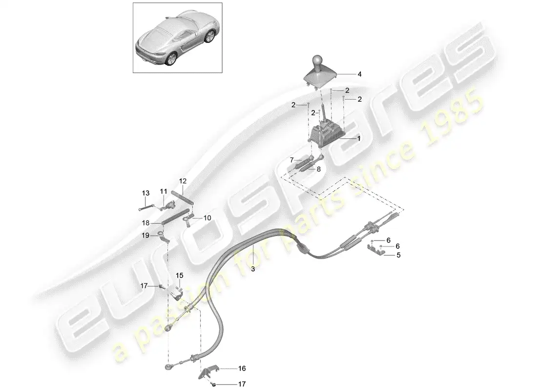 porsche 2019 (718 cayman) shift mechanism parts diagram