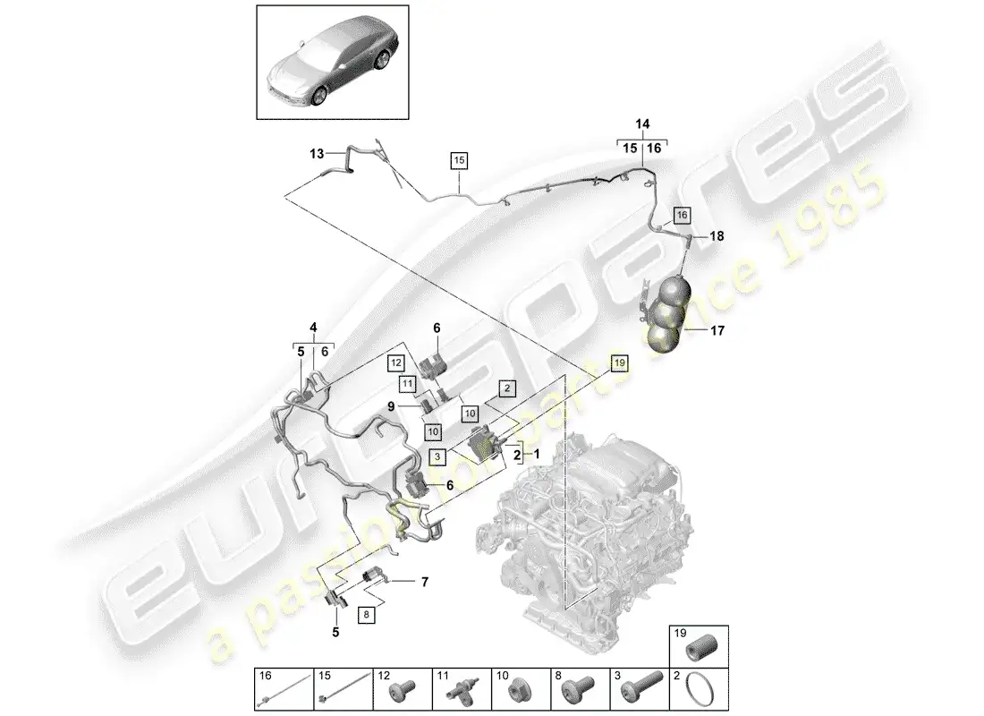 porsche 2020 (panamera 971-1) vacuum system parts diagram