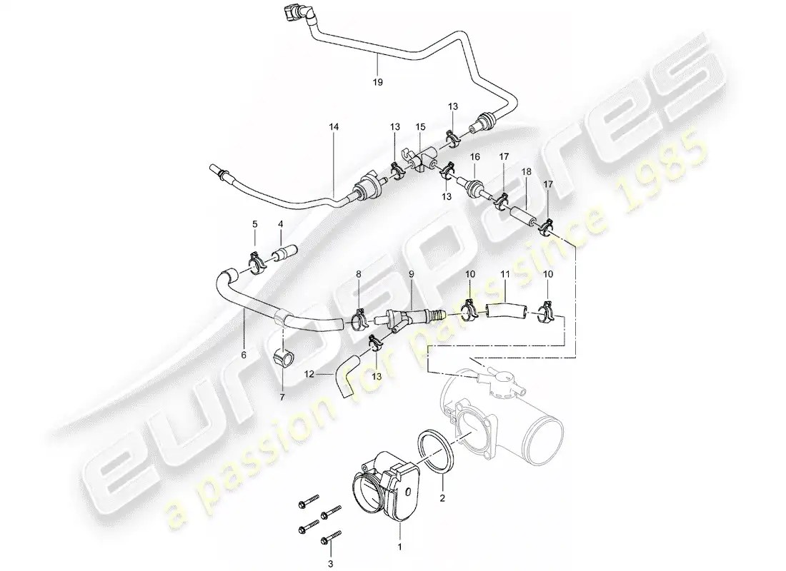 porsche 2001 (996 turbo / gt2) throttle body parts diagram