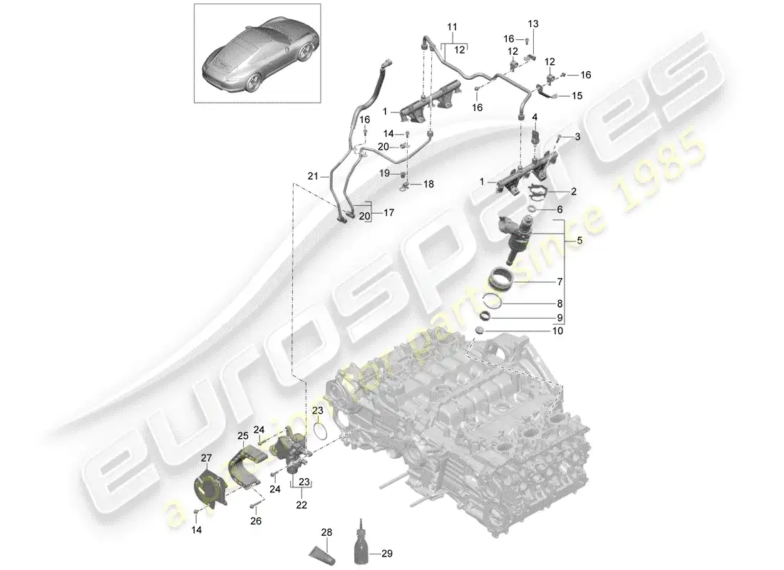 porsche 2013 (991-1) fuel collection pipe parts diagram