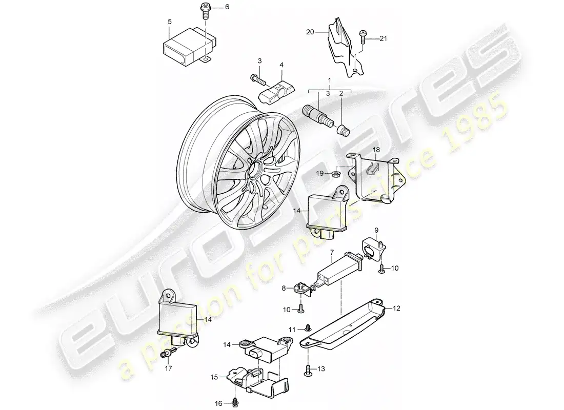 porsche 2008 (cayenne e1 9pa) tire pressure control system parts diagram